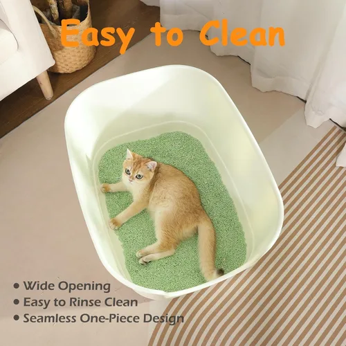 Miniatura 5 de SpaceTime Caja de Arena Extra Grande con Lados Altos, 24.2" L x 16.3 W x 12.9 H XL Bandeja de Arena Multi Gato para Gatitos, Cajas para Gatos de Gris