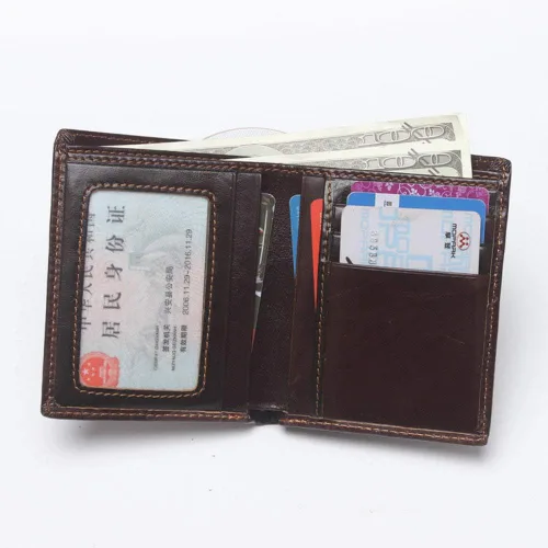 Miniatura 31 de Hombres Cool Eagle Wolf Caballo Totem Cuero Vaca Vertical Cartera Cremallera Multi-tarjeta Titular, Tótem de caballo, Minimalista
