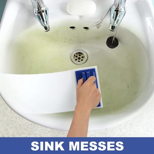Miniatura 6 de Limpiador de baño con asa, almohadilla de fregado de baño, cepillo de esponja de limpieza resistente, no raya, elimina la espuma de jabón