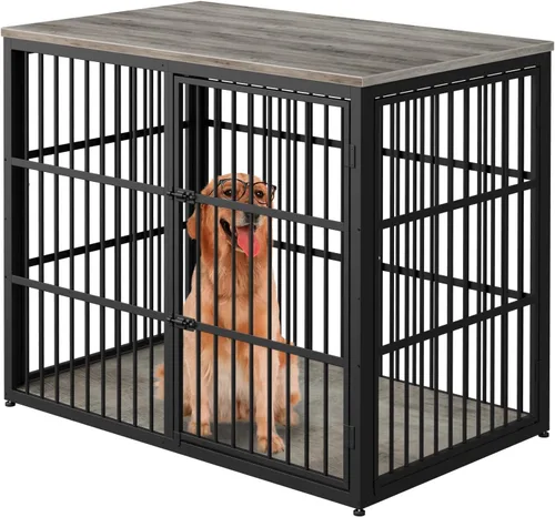 Miniatura 12 de Mueble de jaula para perros XXL de 48" con 3 puertas, jaula de madera combinada para mascotas, perrera resistente de interior para perros medianos a