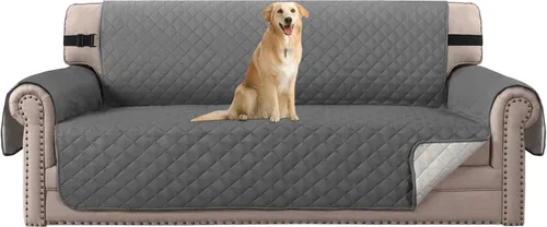 Miniatura 56 de H.VERSAILTEX Funda de sofá resistente al agua para sofá de 3 cojines, reversible, protector de muebles acolchado con correa elástica, funda de sofá