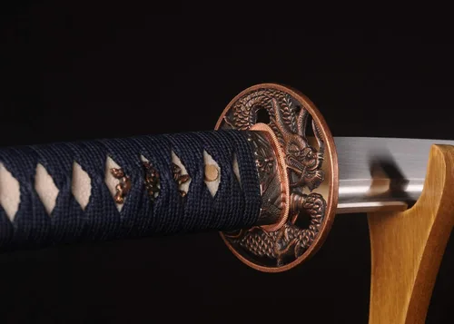 Miniatura 6 de Espada Katana Samurai, espada forjada a mano, acero de alto carbono 1095, práctica, corte real, afilada, hoja de espiga completa, Tsuba temática