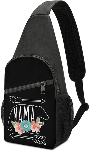 Mama Bear - Mochila cruzada para el hombro, mochila de viaje, senderismo, mochila casual para el pecho para mujeres y hombres, talla única, Estilo