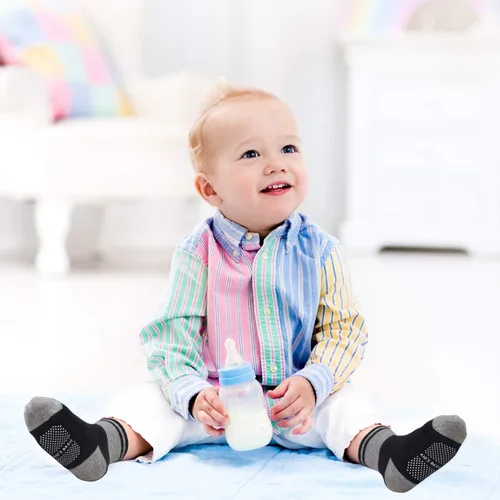 Miniatura 3 de Tphon Calcetines antideslizantes para niños pequeños con agarre, 12 pares de calcetines antideslizantes para niños y niñas de 1 a 7 años