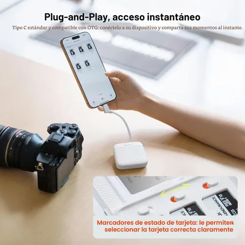 Miniatura 5 de PGYTECH CreateMate - Mini lector de tarjetas SD para Pocket 4, lector de tarjetas SD 4.0/Micro SD 2 en 1 de alta velocidad con almacenamiento