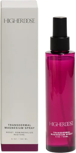 HigherDOSE Transdermal Magnesium Spray – Spray corporal purificado de agua y sal marina para recuperación muscular, apoyo del estado de ánimo y