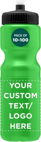 Miniatura 11 de DISCOUNT PROMOS Juego de botellas de agua de plástico personalizadas de 28 onzas, 10/50/100, paquete personalizado a granel, perfectas