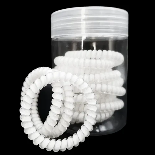 Miniatura 4 de 15 lazos para el cabello en espiral, sin pliegues, cable de teléfono, bobinas de plástico para el cabello en blanco
