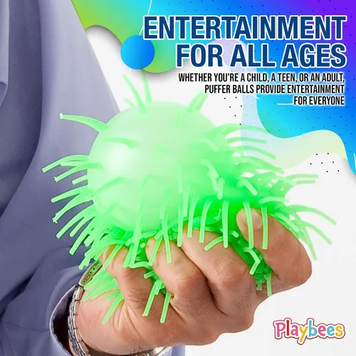 Miniatura 8 de Playbees Pelotas Puffer Suaves con Pinchos - Paquete de 6 - Juguete Sensorial de 5.5 Pulgadas para Alivio del Estrés - Colores Variados - Niños