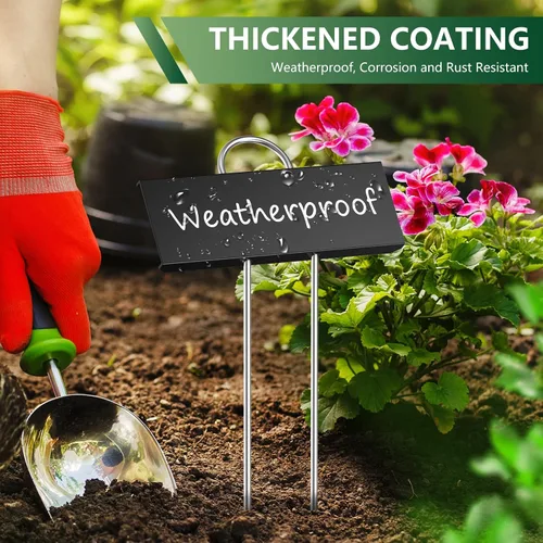 Miniatura 3 de STARTOSTAR Paquete de 30 etiquetas metálicas para plantas resistentes a la intemperie, altura de 10.6 pulgadas, área de etiqueta de 3.5 x 1.2