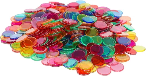 POPULAR PLAYTHINGS 500 fichas de bingo con anillos de acero – Fichas de conteo de bordes de metal duraderas para aprendizaje en el aula, juegos de