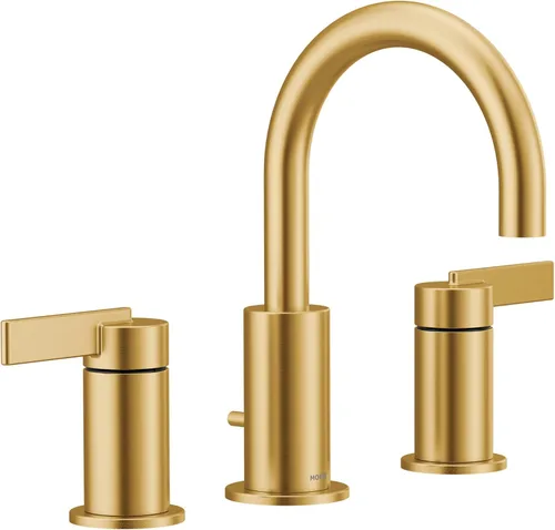 Moen Cia - Kit de moldura de grifo de baño amplio, T6222BG | Instalación generalizada, control de 2 asas, pico de arco alto, acabado dorado