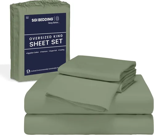 Miniatura 10 de SGI Bedding 108" x 108" Juego de sábanas de 4 piezas de tamaño Alaskan King de 1000 hilos 100% de algodón egipcio - Sábanas de bolsillo profundo