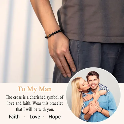 Miniatura 2 de ORISPRE Pulsera de cruz para hombre, regalo para hombre, para hijo, nieto, papá, marido, padrino, hombres, cumpleaños, graduación, jubilación