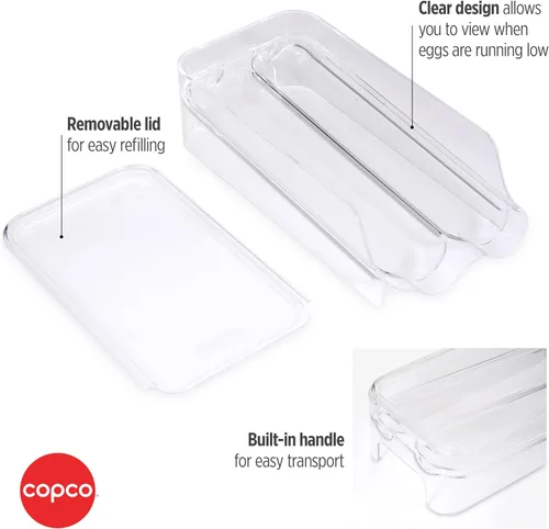 Miniatura 3 de Copco Cubo de huevos enrollable con tapa extraíble, organizador de huevos transparente que ahorra espacio para refrigeradores, capacidad para hasta