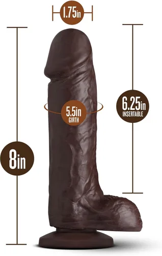 Miniatura 3 de Blush Coverboy - Consolador realista de 8 pulgadas con bolas – Polla gruesa y realista marrón – Juego de pegging vaginal anal para mujeres, hombres
