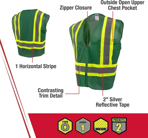 Miniatura 2 de Radians Chaleco de seguridad SV22-1 Economy Type O Clase 1 Verde