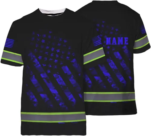 Miniatura 26 de Maddly Colección de ropa de trabajo de alta visibilidad con bandera de EE. UU., personalizada con nombre para trabajadores, corredores, camioneros