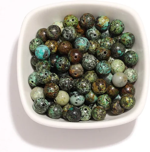 Miniatura 5 de 100 cuentas de piedra natural de 0.315 pulgadas (0.315 in), piedras preciosas redondas sueltas, piedra de energía curativa para hacer pulseras, 100