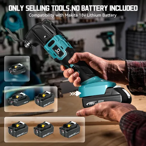 Miniatura 2 de Herramienta oscilante inalámbrica compatible con batería Makita, herramienta de motor sin escobillas de 21000 OPM máx con mango auxiliar, Azul