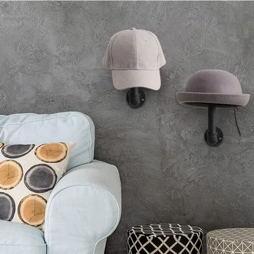Miniatura 6 de Fenteer Soporte para peluca con cabeza de maniquí para sombrero de vaquero montado en la pared, color negro