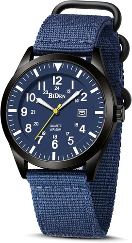 Relojes militares para hombre, reloj militar militar de cuarzo analógico impermeable para hombre, pantalla de fecha, nailon táctico, deportes y