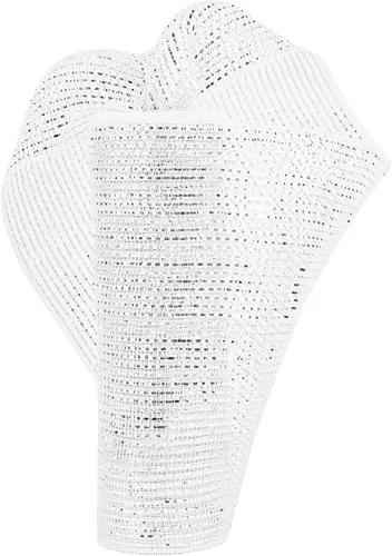 HUIHUANG Cinta de malla decorativa de plata de 10 pulgadas de ancho deluxe, malla de plata blanca láser para Navidad, suministros para hacer Lámina