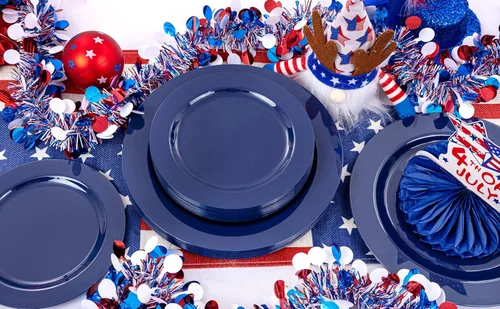 Miniatura 9 de FLOWERCAT 60 platos azules de plástico – platos azules resistentes desechables (10.25 pulgadas y 7.5 pulgadas) – sirven para fiestas de cumpleaños