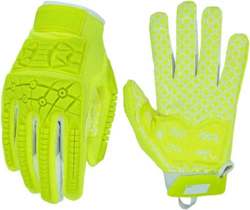 Miniatura 13 de Seibertron Lineman 2.0 - Guantes de fútbol para receptores con palma acolchada, protección contra impactos TPR flexible en la parte posterior