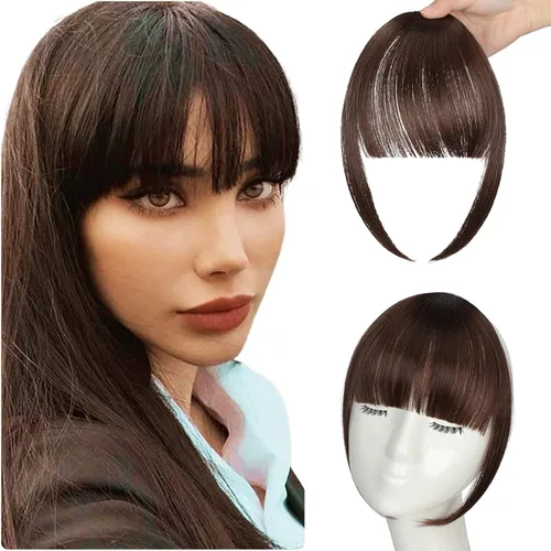 Miniatura 11 de Flequillo con clip, flequillo falso fácil de usar, flequillo de clip en flequillo, extensiones de cabello rubio francés, flequillo sintético