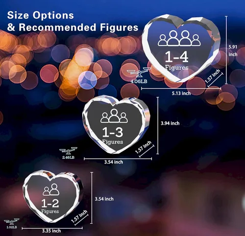 Miniatura 3 de Foto de corazón de cristal 3D, personalizada, tu foto para mamá, papá, ella, él, imagen grabada, grabado láser personalizado, regalo conmemorativo
