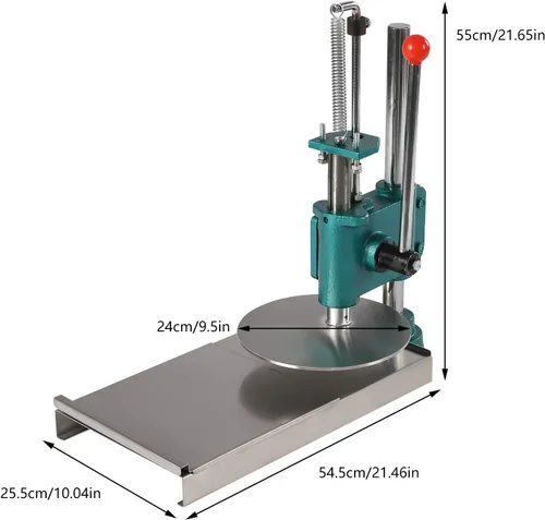 Miniatura 2 de Máquina de prensa de masa de pizza, máquina de prensa comercial de pastelería de pizza con dos platos, prensa de pizza de acero inoxidable con disco