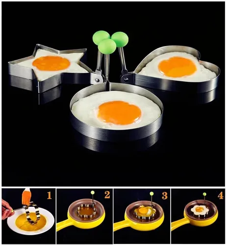 Miniatura 2 de Juego de 10 anillos de molde de huevo frito, anillo de acero inoxidable antiadherente para moldear huevos