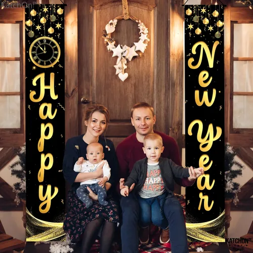 Miniatura 6 de KatchOn, Xtralarge - Cartel de feliz año nuevo – 72 x 12 pulgadas Cartel de puerta de feliz año nuevo para suministros de fiesta de Año Nuevo 2026