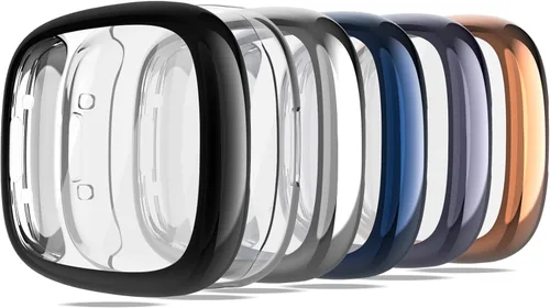 Miniatura 11 de Protector de pantalla compatible con Fitbit Sense 2/Versa 4 Carcasa, Carcasa de TPU suave plateada, Protector de pantalla protectivo integral