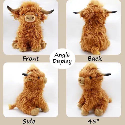 Miniatura 6 de Gluutoyashop Highland Cows - Animal de peluche de vacas escocesas de las tierras altas, juguete de peluche, lindo peluche de granja, regalo