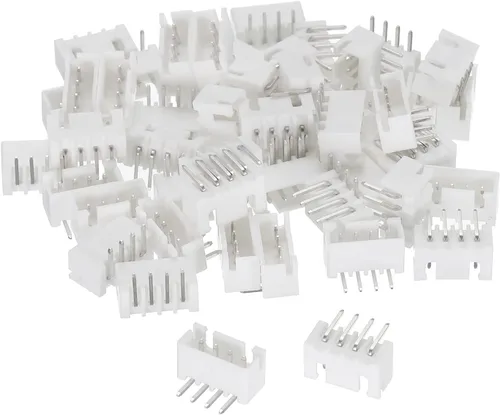 MECCANIXITY Conector de 0.100 in, adaptador macho de 4 pines, cabezal de clavija de ángulo recto, enchufe blanco para conexión de cable a placa,