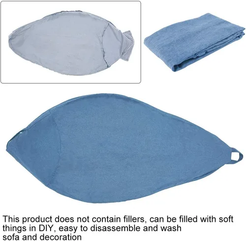 Miniatura 5 de Funda de sofá para silla tipo puf (sin relleno), tumbona perezosa, respaldo alto, bolsa de puf grande de almacenamiento para adultos y niños, sin