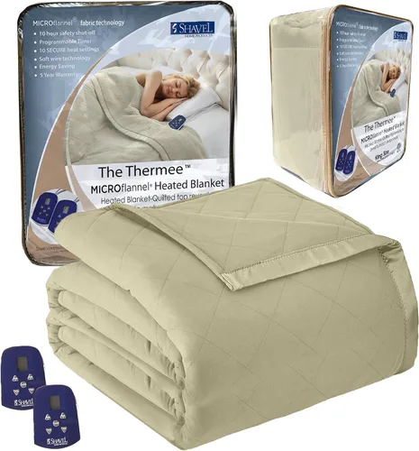 Miniatura 14 de Thermee Manta térmica de microfranela tamaño Queen – 10 ajustes, programable, calentamiento rápido, cuadros rústicos