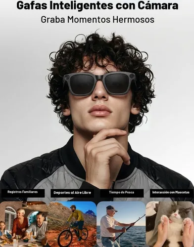 Miniatura 9 de Lentes inteligentes AI con cámara y audio, gafas de grabación de video HD 4K, gafas de cámara de 8 MP para hombres y mujeres, voz AI, traducción