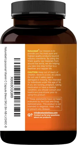 Miniatura 8 de NatureBell Vitamina C liposomal 2,000 mg por porción, 240 cápsulas Vitaminas solubles en grasa de alta absorción – Suplemento antioxidante