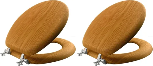 Miniatura 10 de Mayfair 19601BR 378 asiento para inodoro revestimiento de madera con reflejos naturales con bisagras de bronce, 9601CP 378