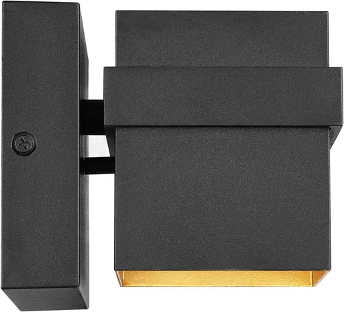 Miniatura 4 de Aplique de pared Globe Electric 60000022 para exterior con LED integrado de 11,5 W, negro mate, acento dorado, 400 lúmenes, 3000 Kelvin, 90 CRI