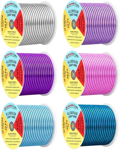 Miniatura 45 de Mandala Crafts - Alambre de aluminio anodizado de 8 calibre para hacer joyas - 9.75 m de alambre flexible negro colorido - Flexible para bonsái