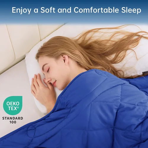 Miniatura 6 de OMYSTYLE Manta con peso para adultos (12 libras, 60 x 80 pulgadas), manta pesada tamaño Queen, material de microfibra transpirable y refrescante
