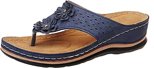 Miniatura 71 de Ladmiple Sandalias ortopédicas florales de moda 2023 con soporte de arco, zapatillas romanas casuales con puntera abierta