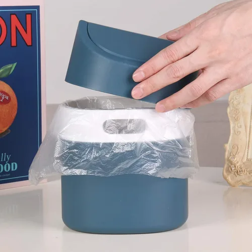 Miniatura 4 de Mini bote de basura con tapa para escritorio, pequeño bote de basura para tocador de baño, escritorio, mesa o mesa de centro, desecha rondas