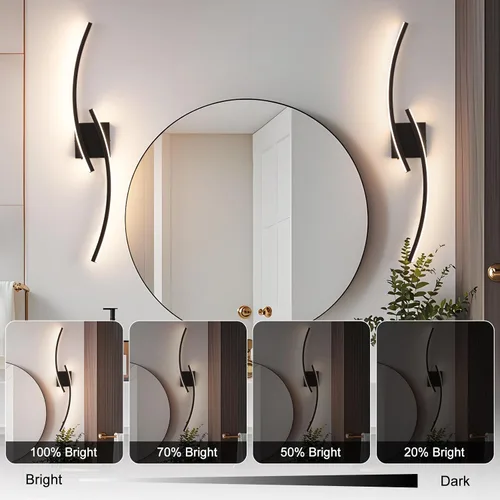 Miniatura 3 de Aplique de Pared Moderno Cableado, Luces LED de Pared Modernas de 4000K para Sala de Estar de 31.5 Pulgadas, Accesorios de Luz de Pared Negros