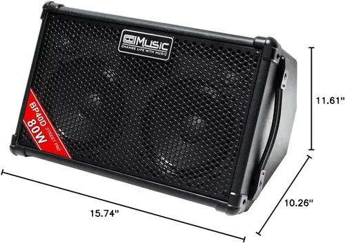 Miniatura 9 de Coolmusic BP40D amplificador acústico para guitarra eléctrica portátil con Bluetooth, altavoz de 80W con batería y efectos de reverberación, coro