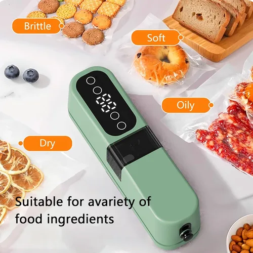 Miniatura 2 de Máquina selladora al vacío compacta, sistema automático inteligente de conservación de alimentos para carne, queso y preparación de comidas (beige)